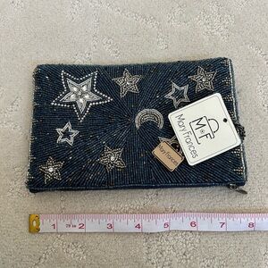 NWT Mary Frances Beaded Celestial Cell Phone Bag clutch crossbody star moon
